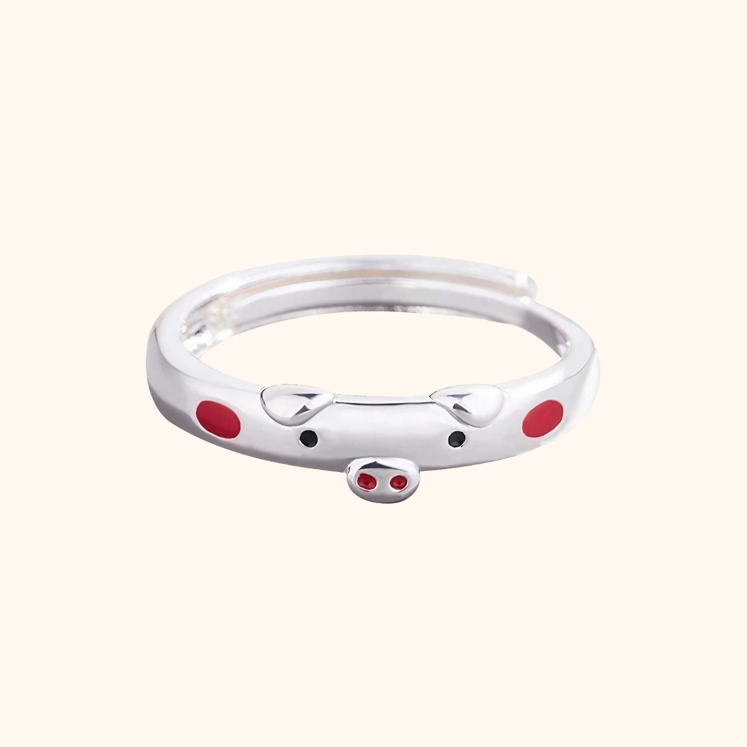Bague cochon rouge redimensionnable