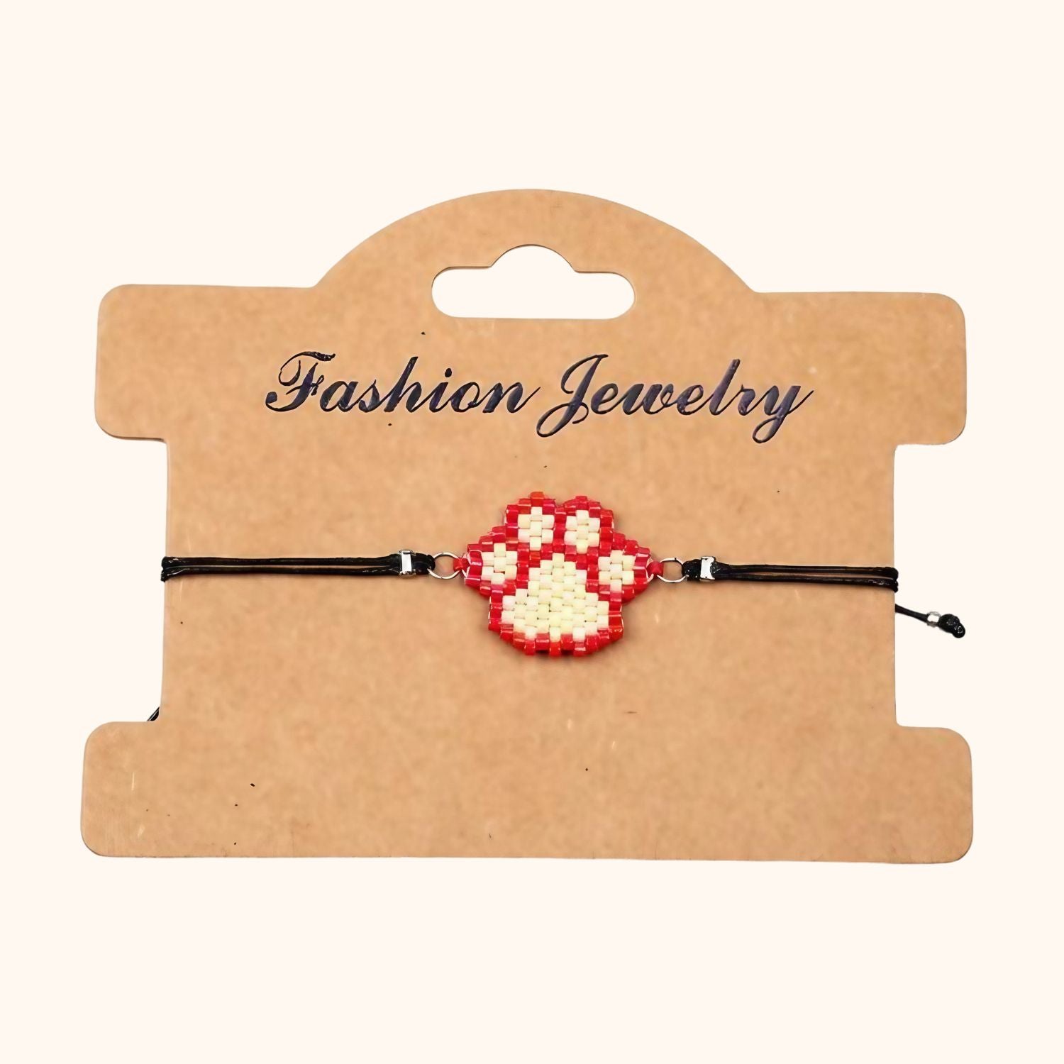 Bracelet patte de chien en perles rouges
