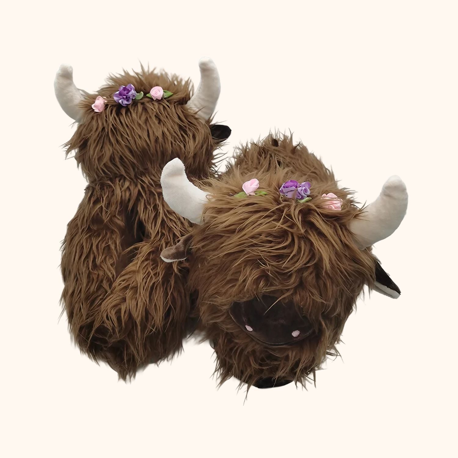 Chaussons douillets vache fleuri