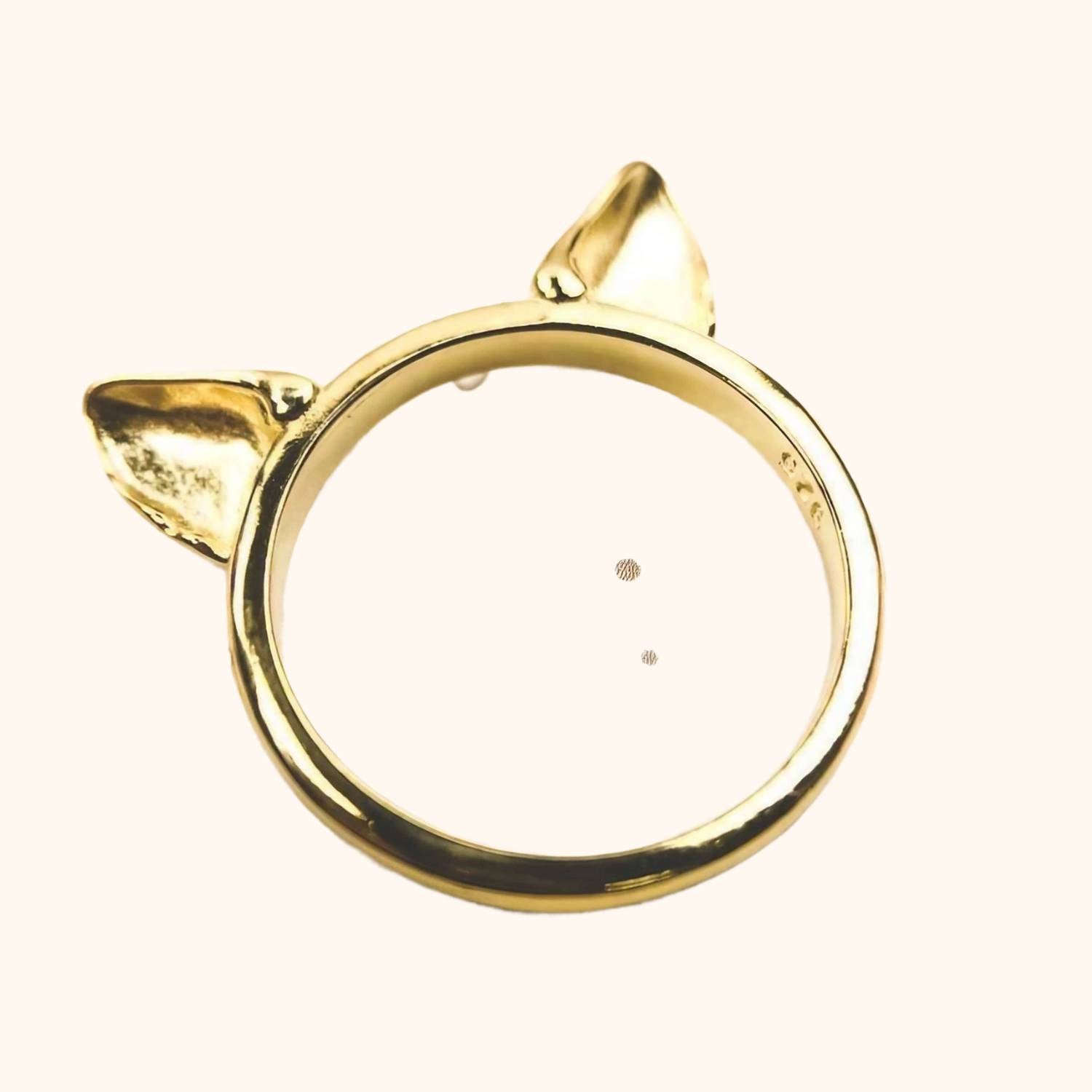Bague oreilles de chat d'or