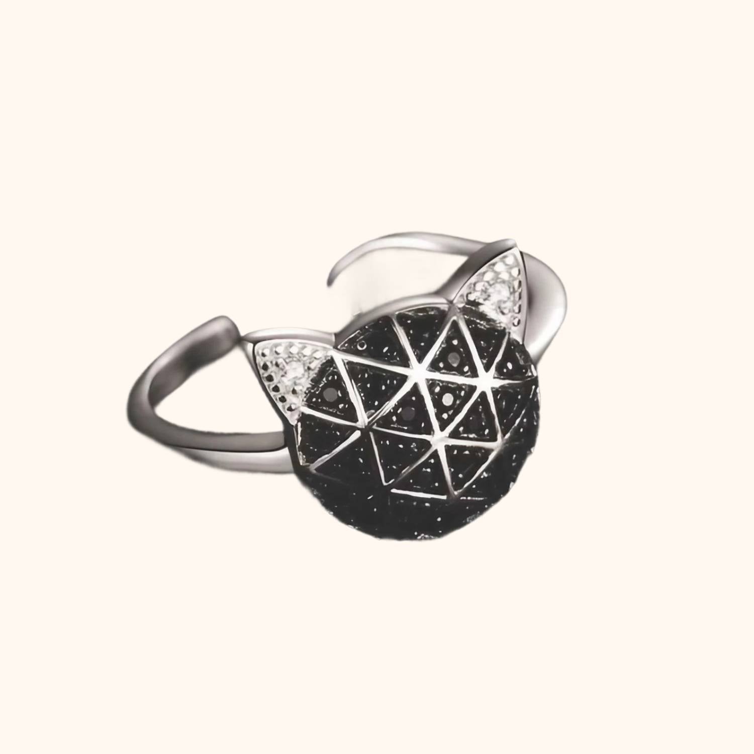 Bague chat design en argent