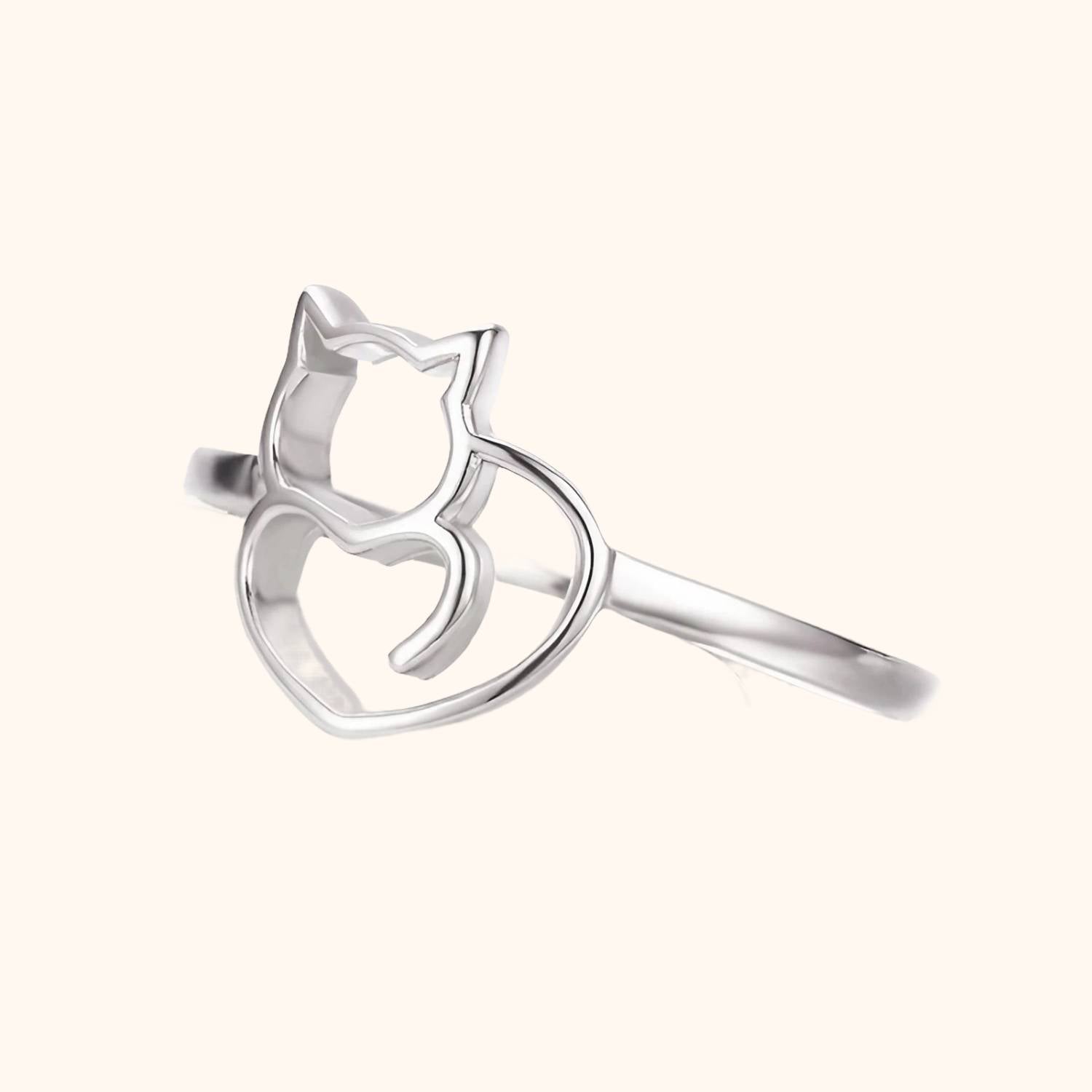 Bague en argent amour de chat