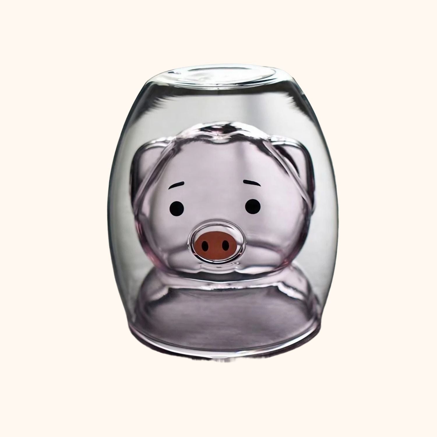 Tasse à café cochon rose en verre