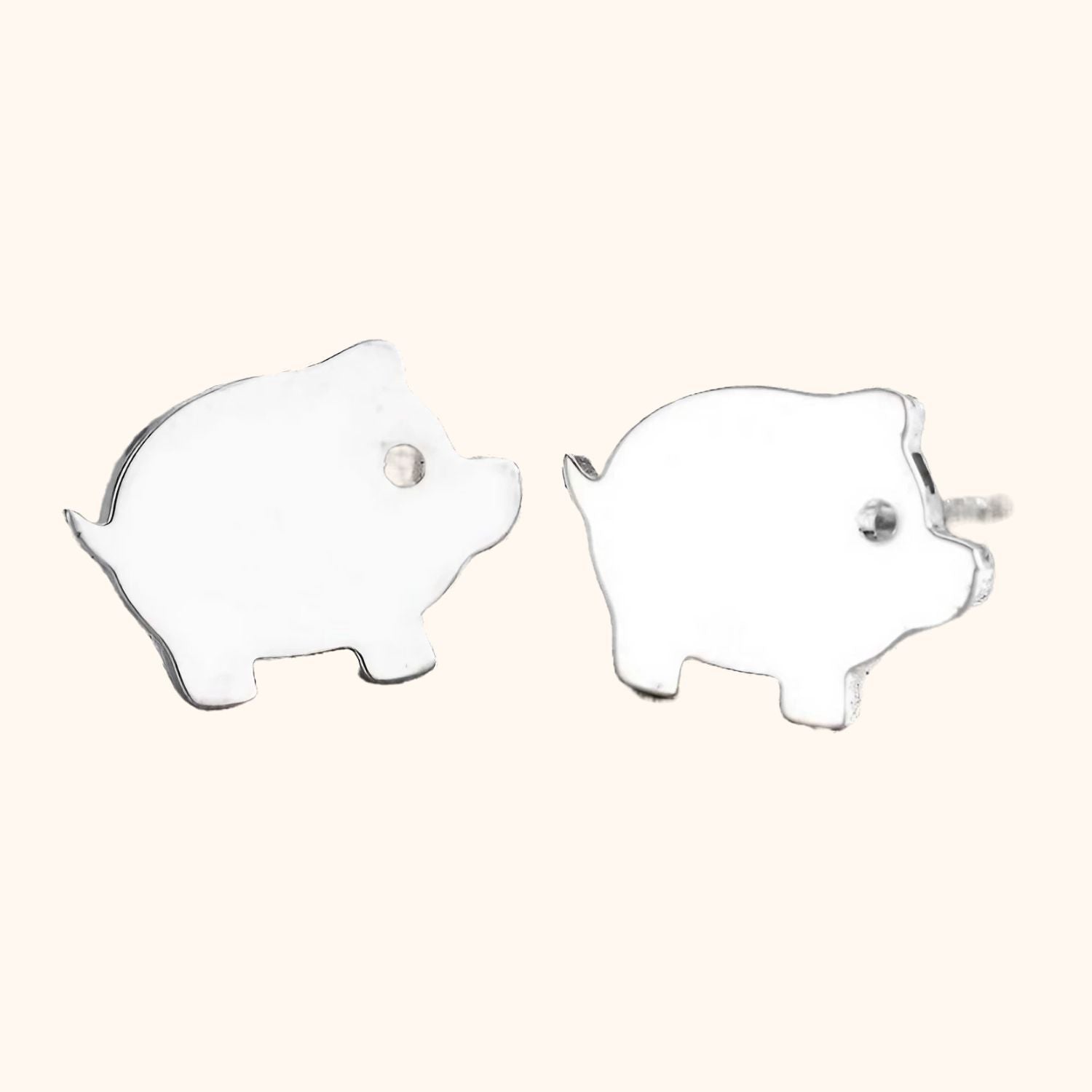 Boucles d'oreilles cochon argentées
