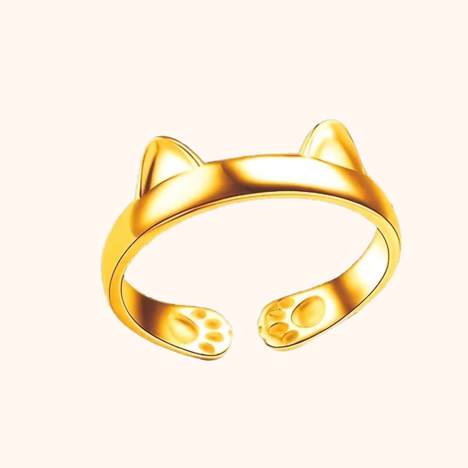 Bague dorée oreille de chat