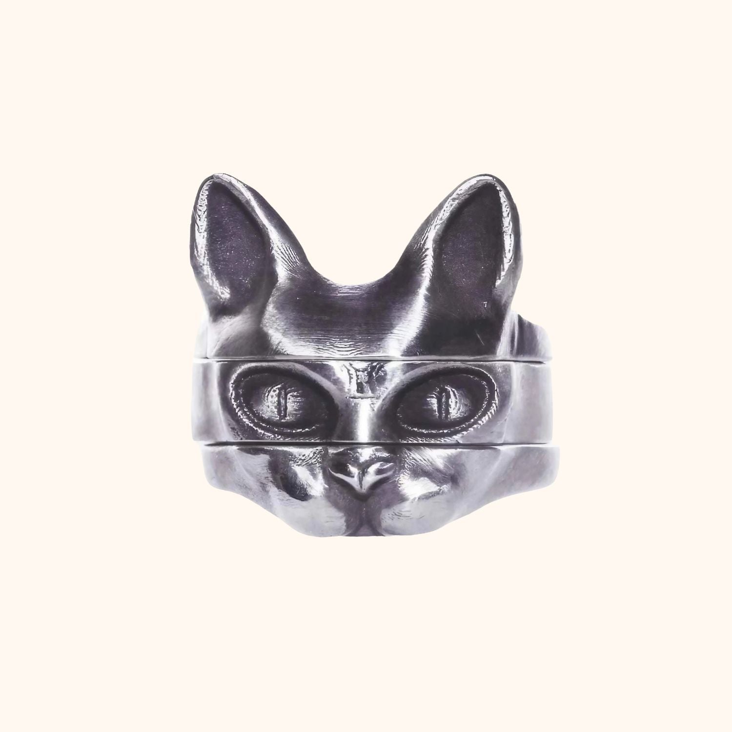 Bague tête de chat tournante