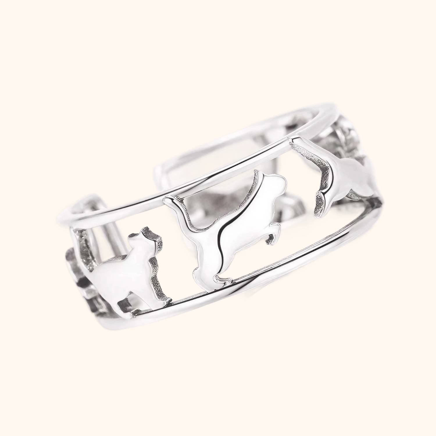 Bague les trois petits chats d'argent