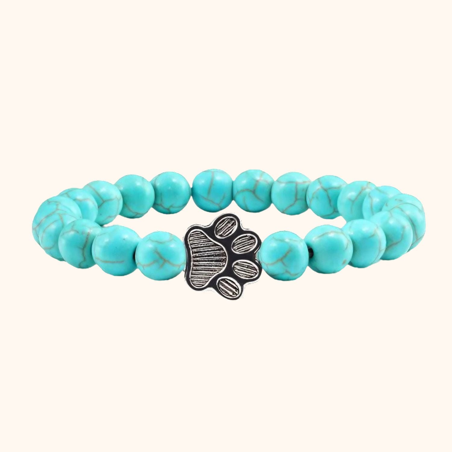 Bracelet patte de chien et perles turquoises