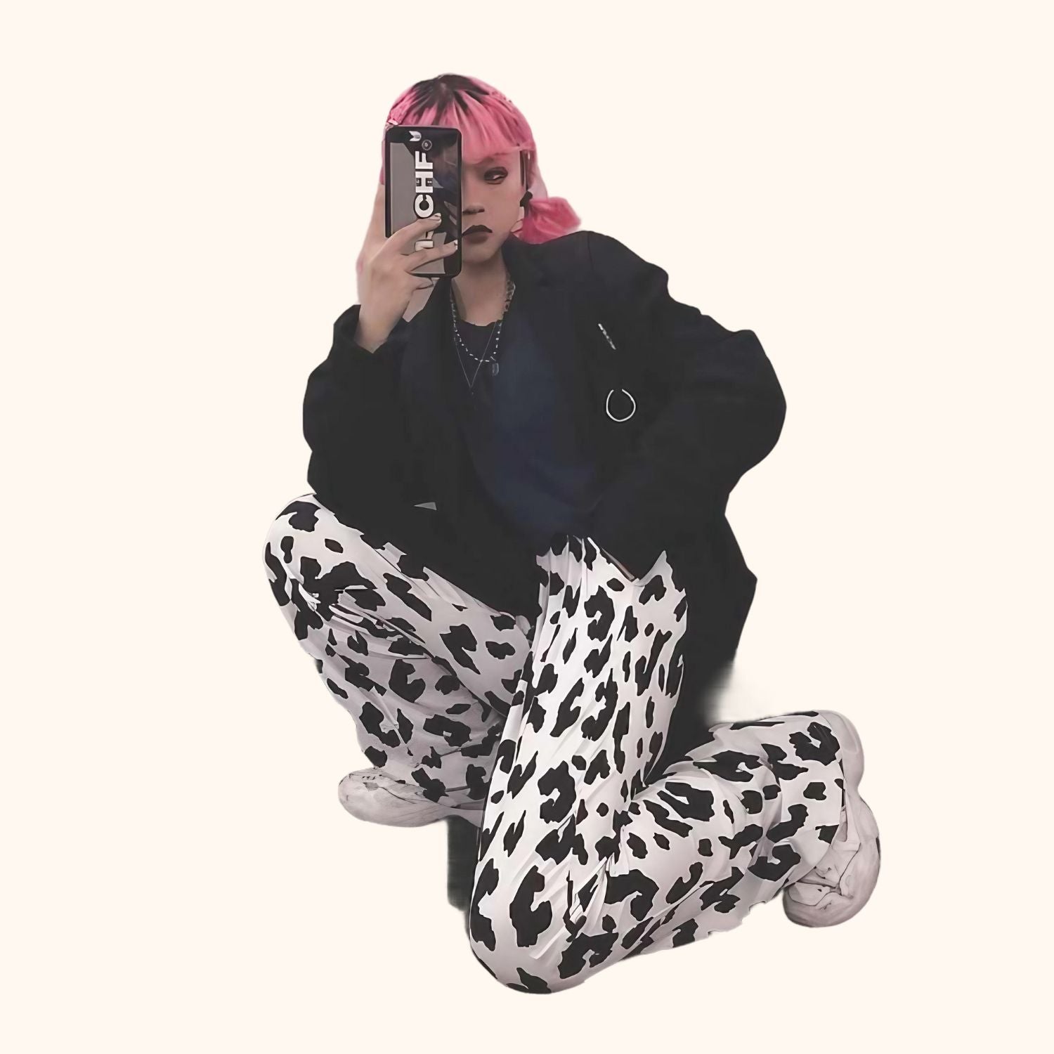 Pantalon élégant au motif vache