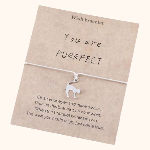 Bracelet à vœux chat You are PURRFECT gris