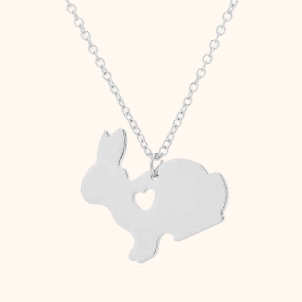 Collier lapin petit cœur argenté