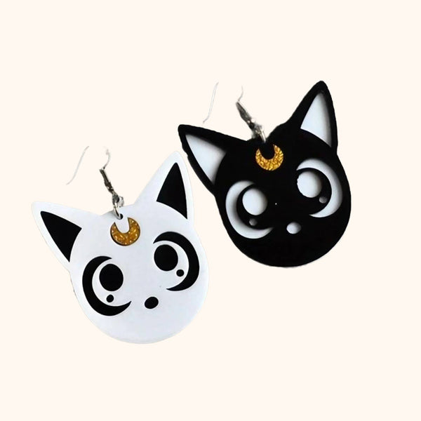 Boucles d'oreilles chat dessin animé