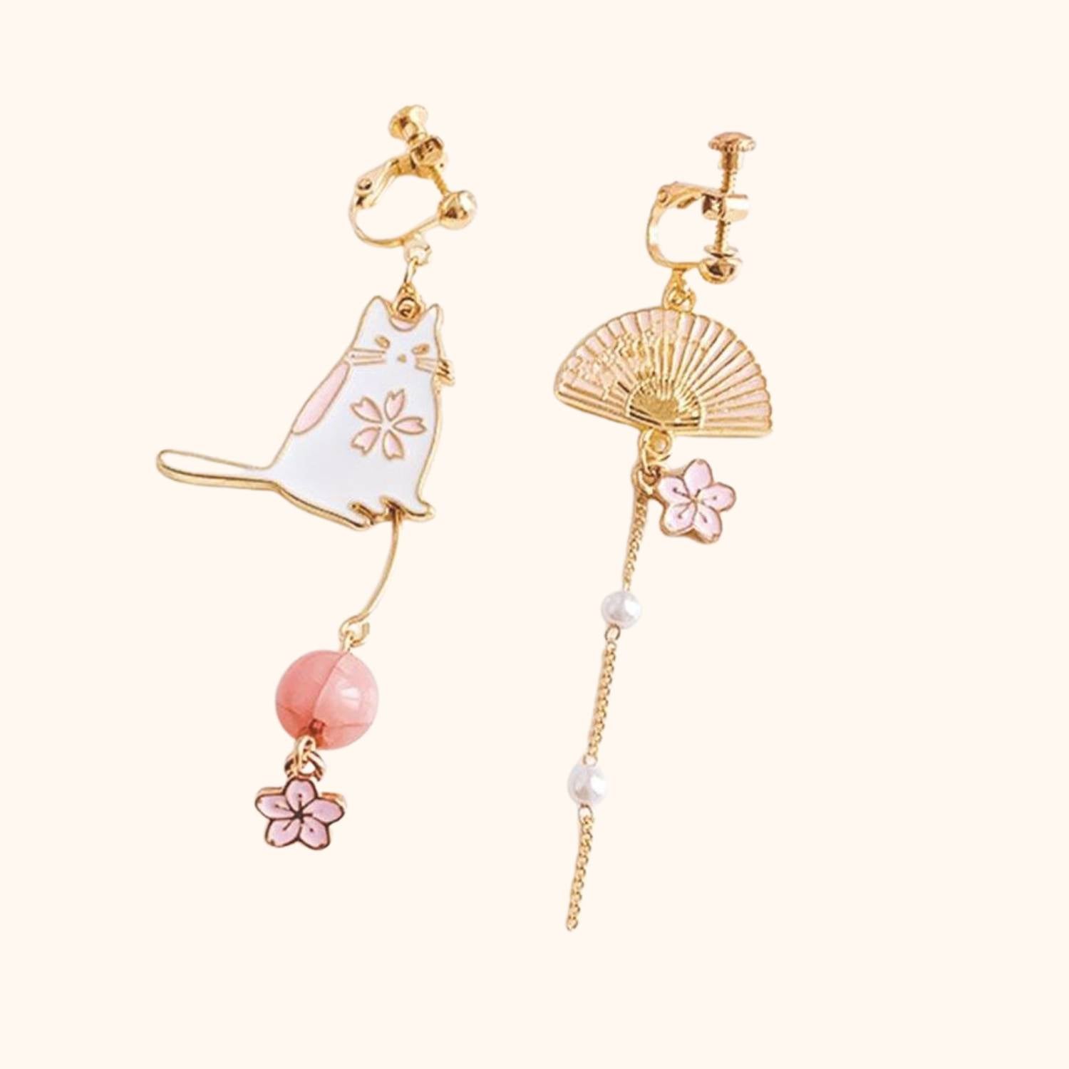 Boucles d'oreilles chat japonais