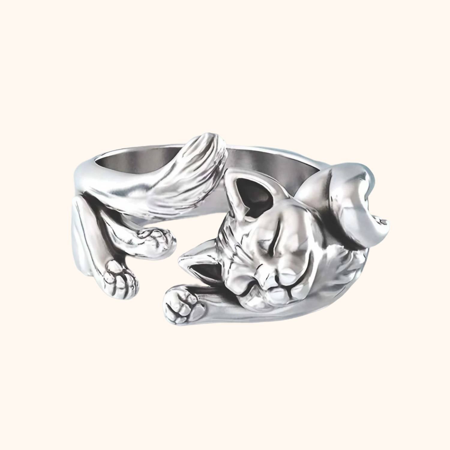 Bague chat qui dort