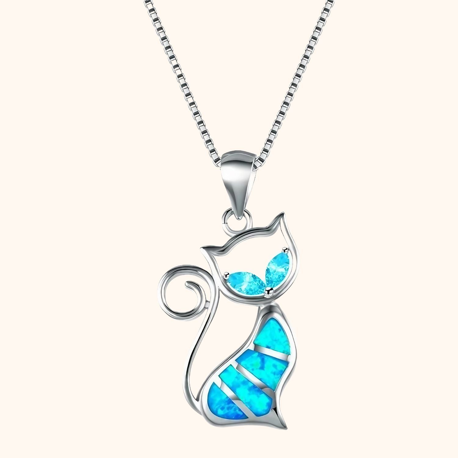 Collier chat et pierres de couleur