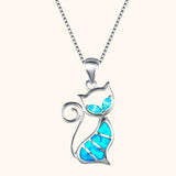 Collier chat et pierres de couleur