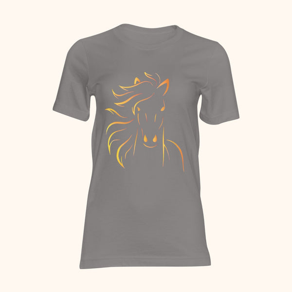 T-shirt gris cheval doré
