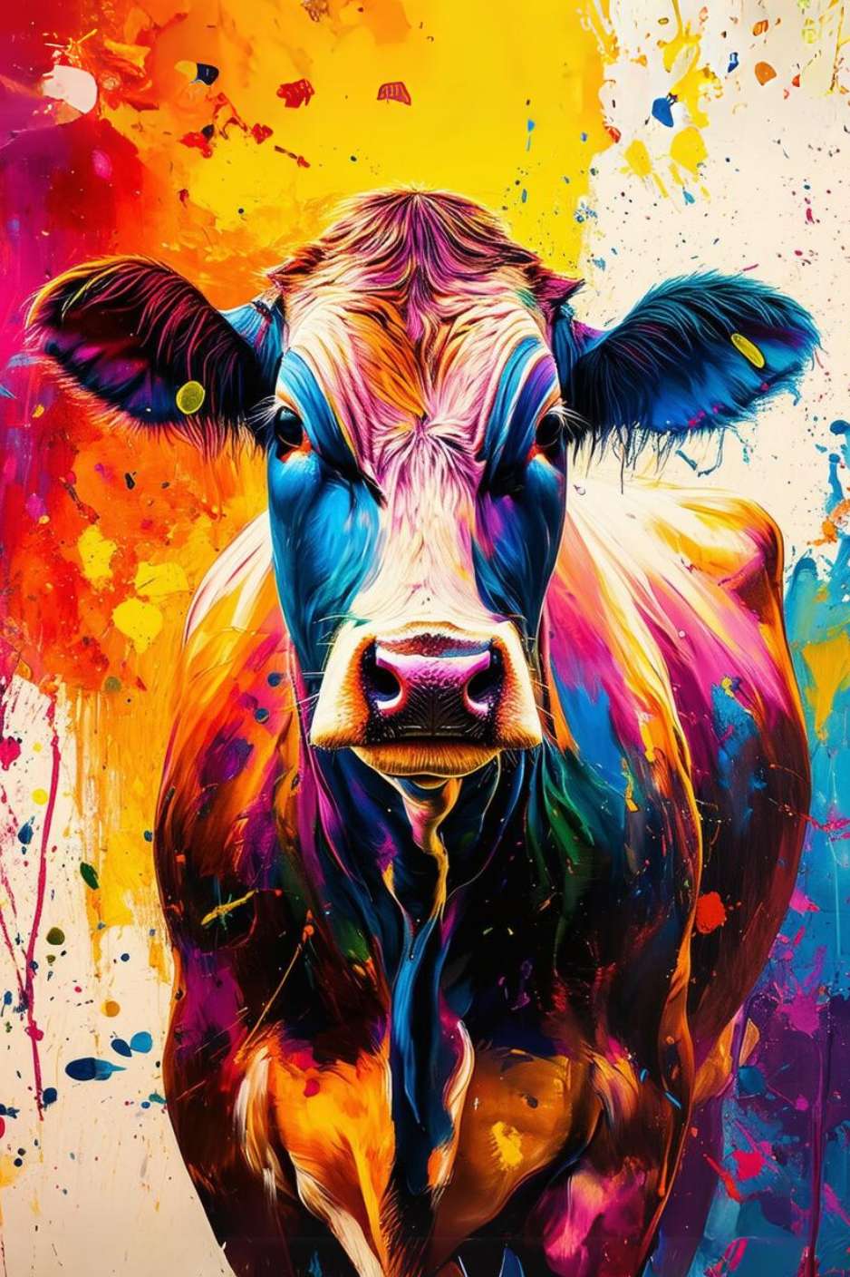 Tableau vache multicolore EDEN
