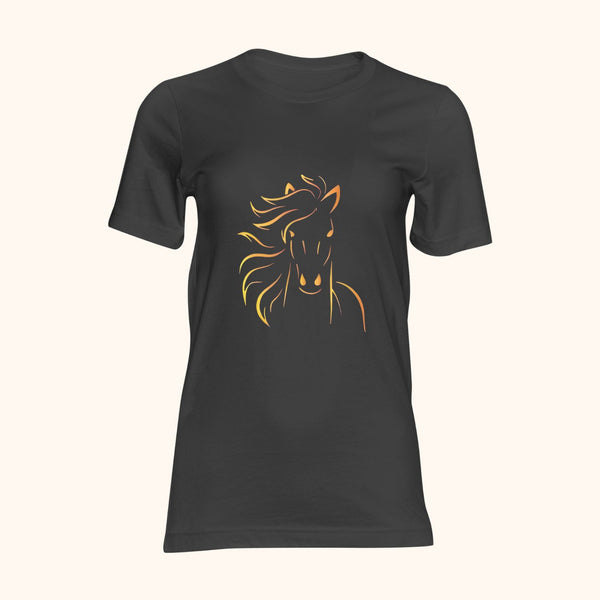 T-shirt noir cheval doré