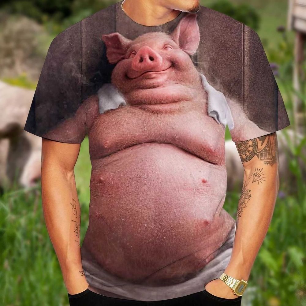 T-shirt 3D gros cochon