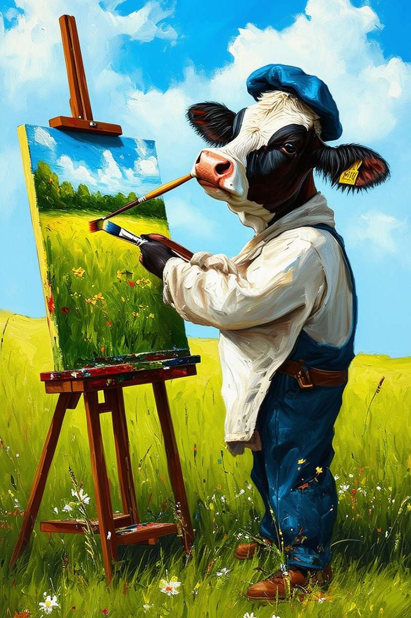 Tableau peintre vache BOVINARTISTE