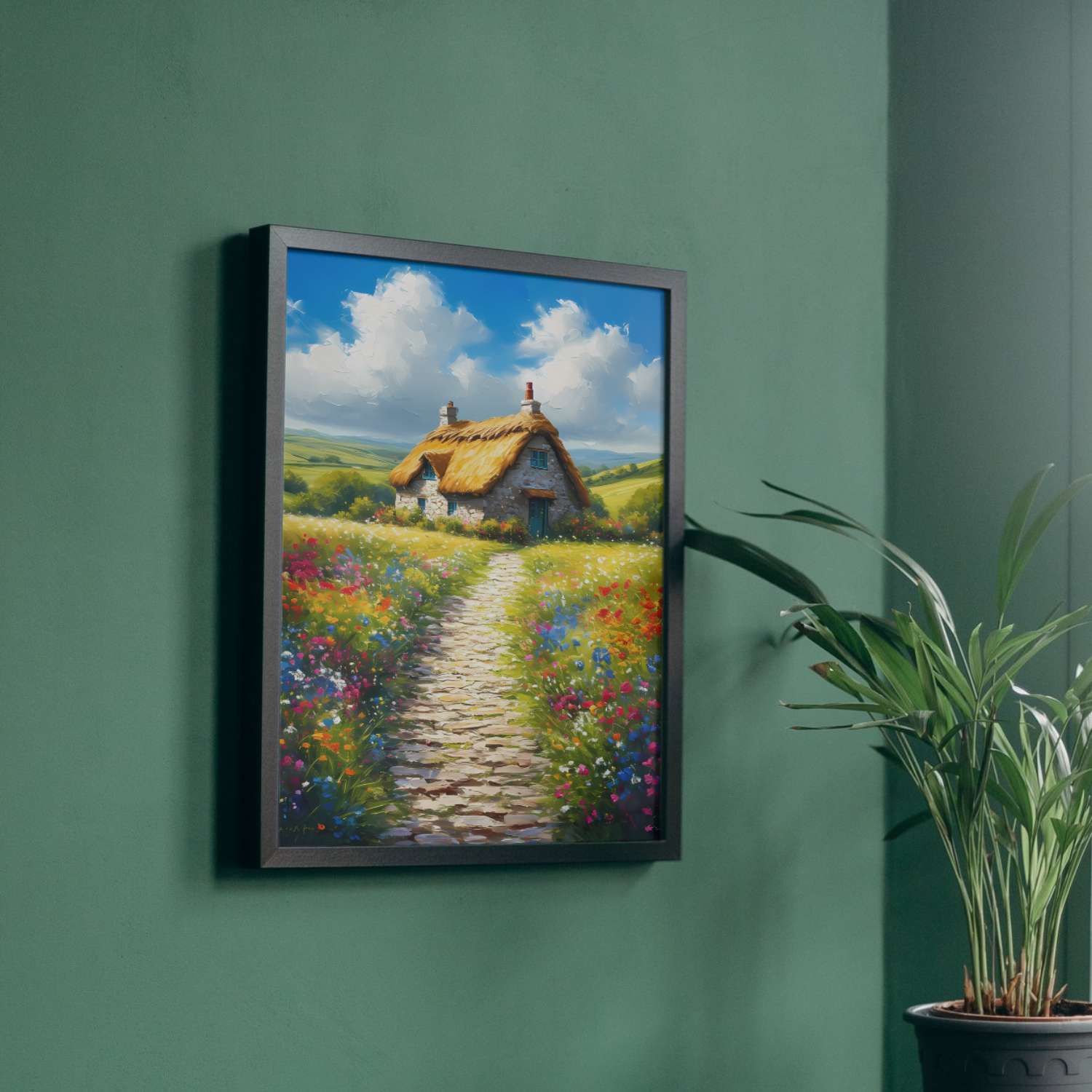 Tableau maison de campagne ÉVASION FLORALE