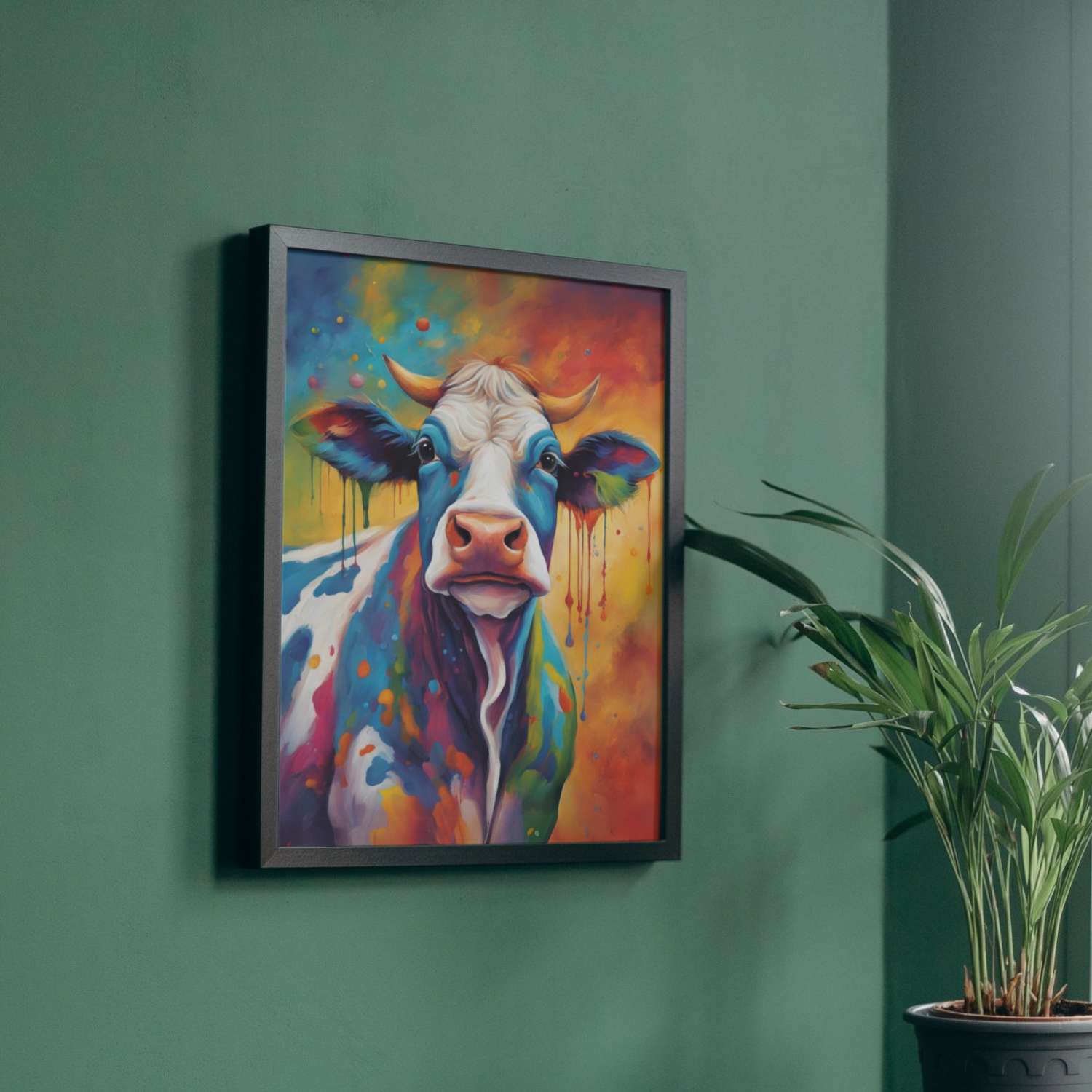 Tableau vache colorée artiste SERENITY