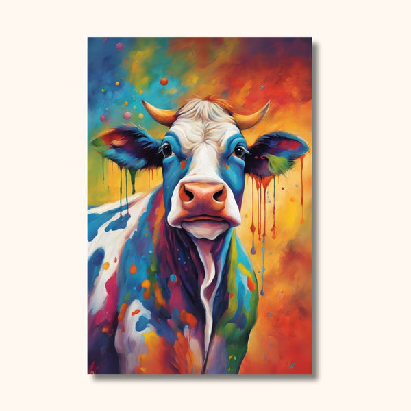 Tableau vache colorée artiste SERENITY