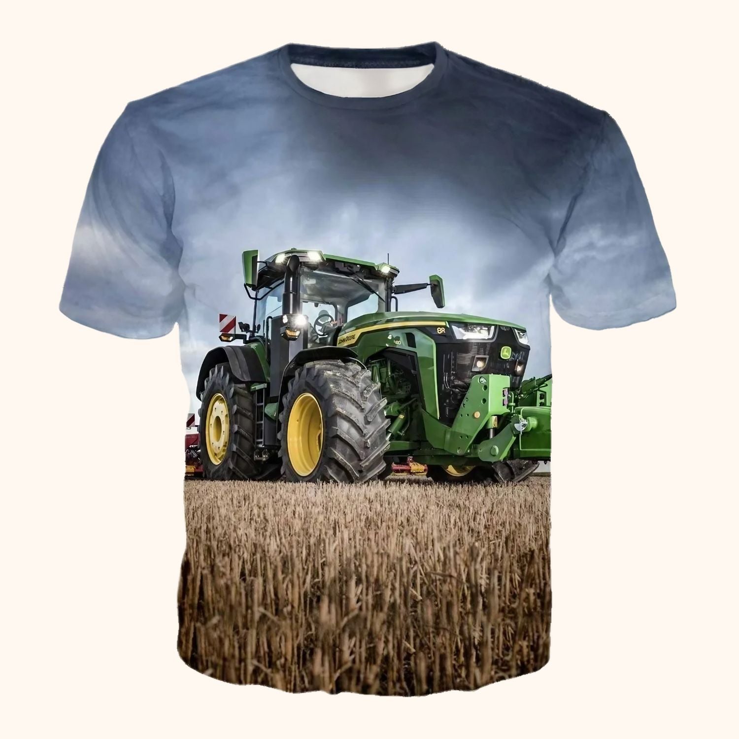 t-shirt tracteur en plein champ