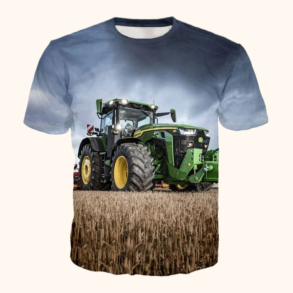 t-shirt tracteur en plein champ