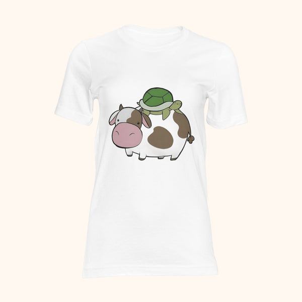 T-shirt vache sous une tortue