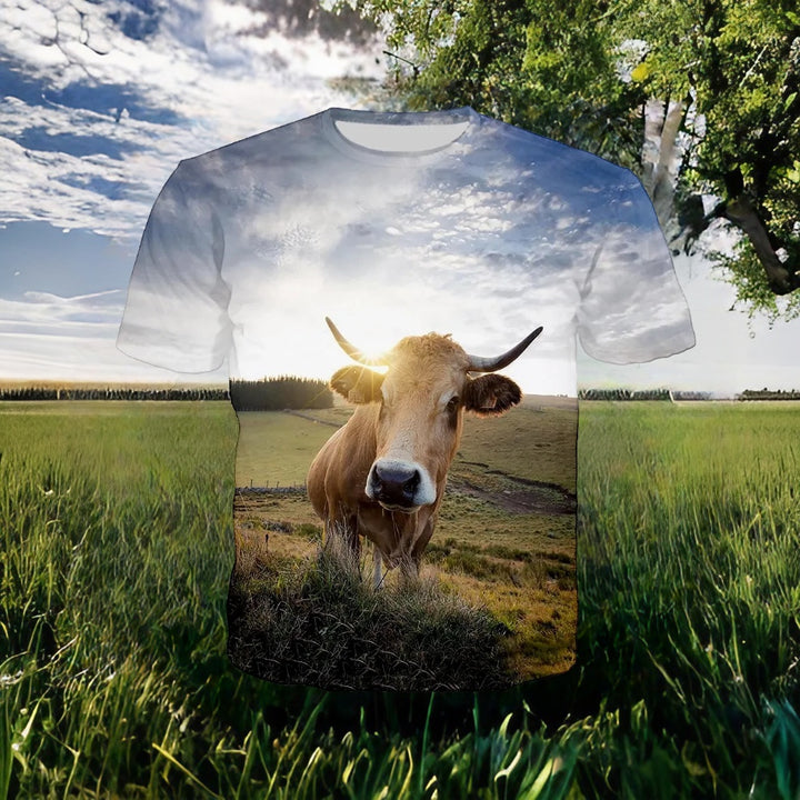 T-shirt la jolie vache dans un champ - Le Petit Fermier