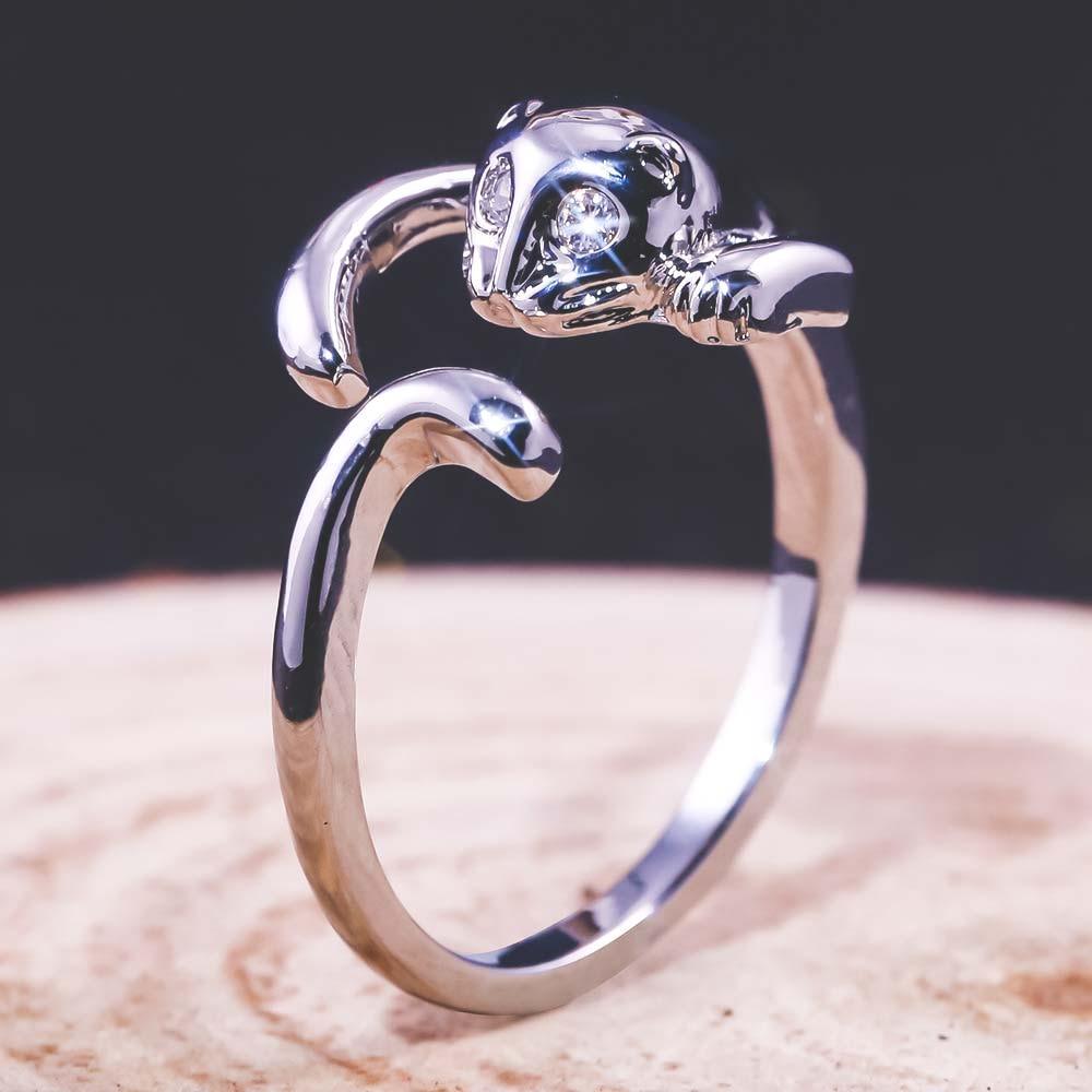 Bague chat aux yeux de cristal - Le Petit Fermier