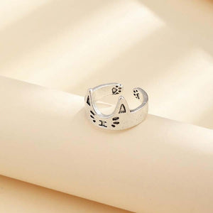 Bague chat cartoon argentée - Le Petit Fermier