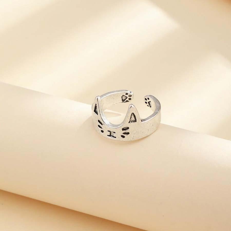 Bague chat cartoon argentée - Le Petit Fermier