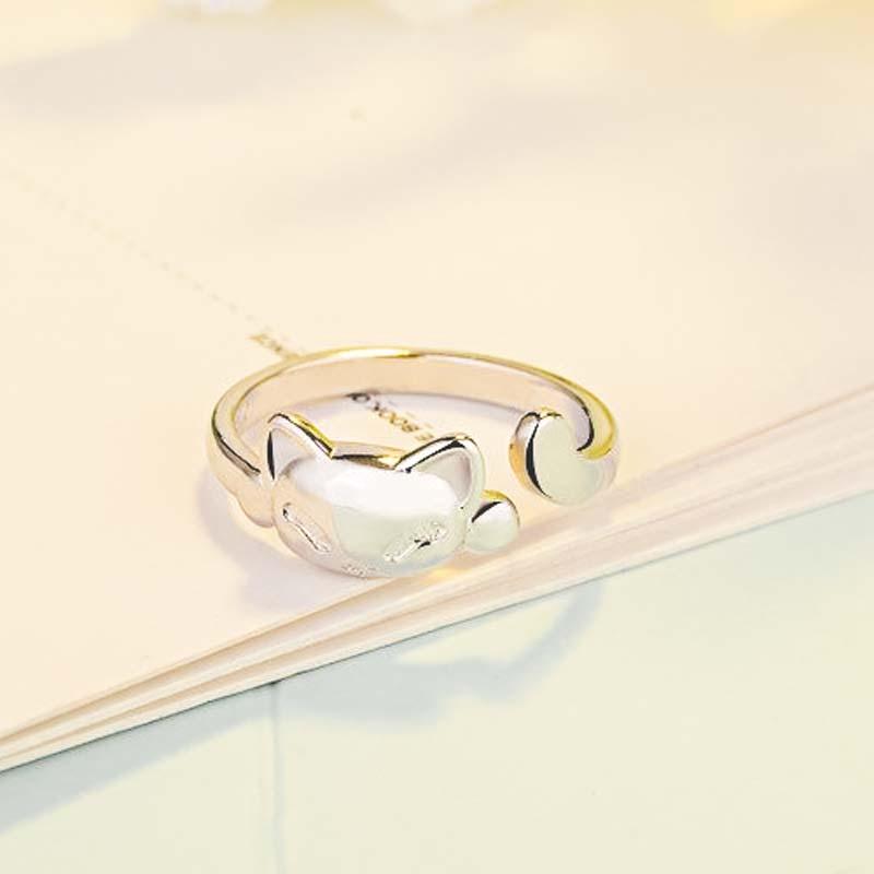 Bague chat élégante en argent véritable - Le Petit Fermier