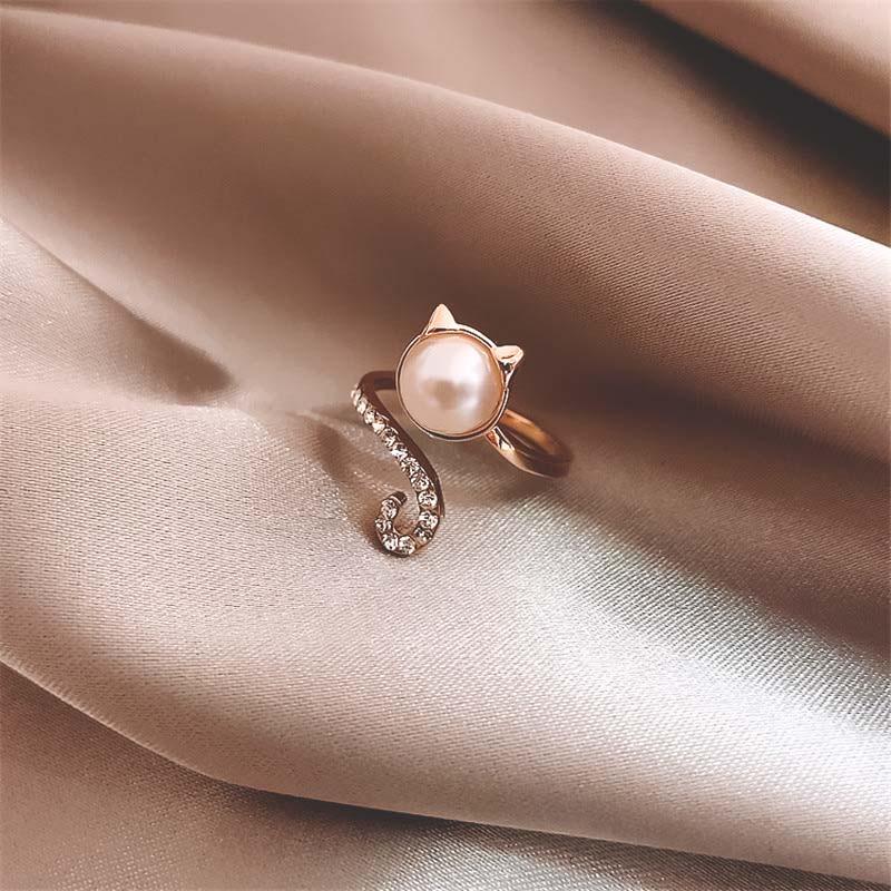 Bague chat petite perle - Le Petit Fermier