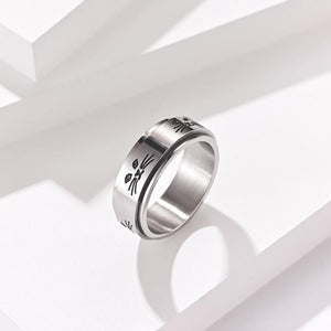 Bague chat spinner argentée - Le Petit Fermier