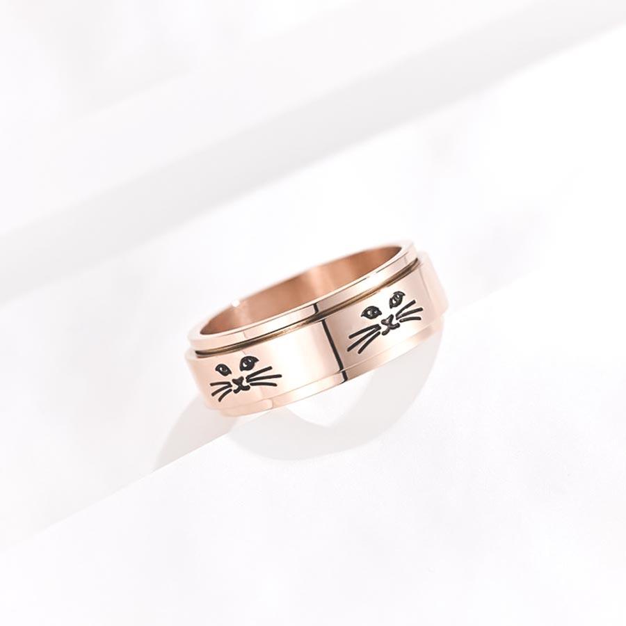 Bague chat spinner rose gold - Le Petit Fermier