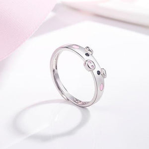 Bague cochon plaquée argent - Le Petit Fermier