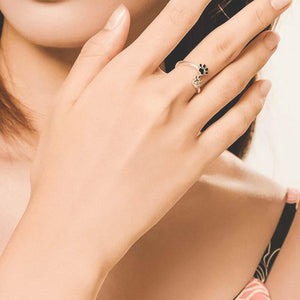 Bague en argent patte de chat noire et grise - Le Petit Fermier