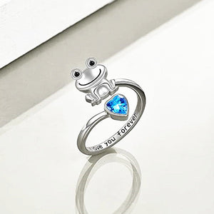 Bague la grenouille kawaii au diamant bleu - Le Petit Fermier