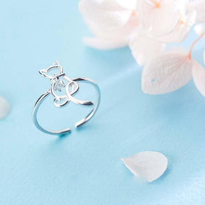 Bague motif chat en argent véritable - Le Petit Fermier