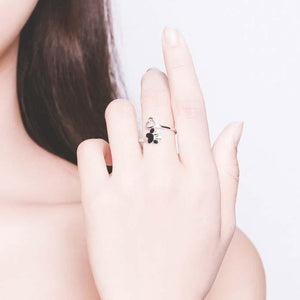 Bague patte de chat noire et cœur - Le Petit Fermier