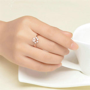 Bague patte de chien rose gold et quartz rose - Le Petit Fermier