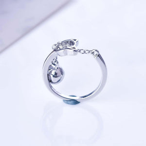 Bague tête de chat et son grelot d'argent - Le Petit Fermier