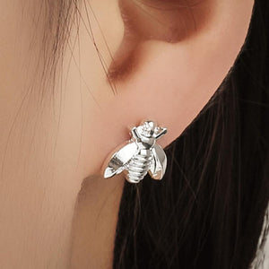 Boucles d'oreilles abeille argentées - Le Petit Fermier
