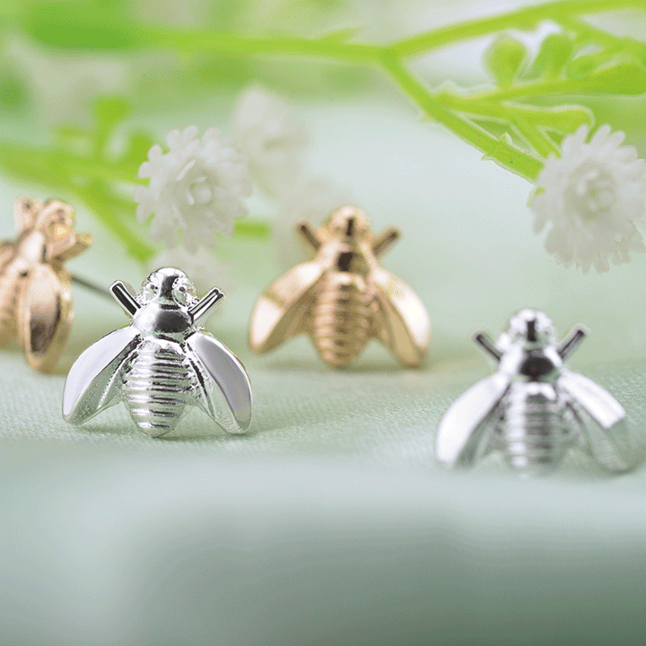 Boucles d'oreilles abeille argentées - Le Petit Fermier