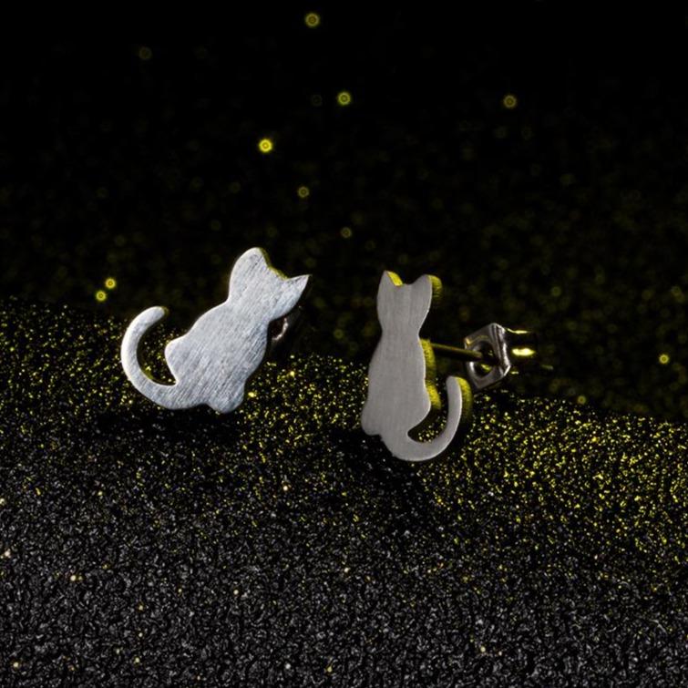 Boucles d'oreilles chat argent - Le Petit Fermier