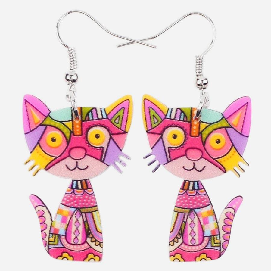 Boucles d'oreilles chat en acrylique - Le Petit Fermier